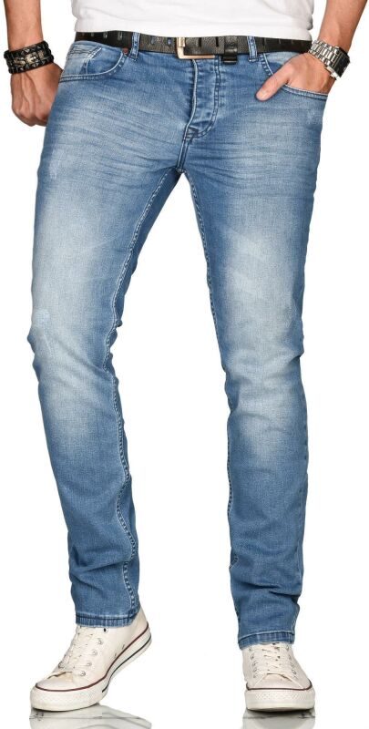 Alessandro Salvarini Herren Jeans Hellblau Regular Slim O-080 W30 L30