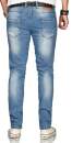 Alessandro Salvarini Herren Jeans Hellblau Regular Slim O-080 W32 L32