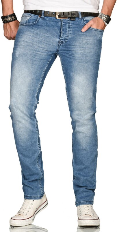Alessandro Salvarini Herren Jeans Hellblau Regular Slim O-080 W33 L30