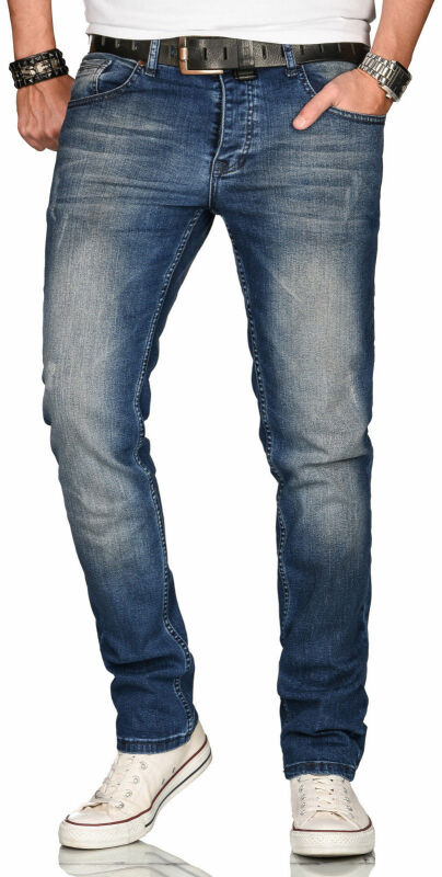 Alessandro Salvarini Herren Jeans Dunkelblau Regular Slim O-081 W33 L36