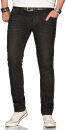 Alessandro Salvarini Herren Jeans Stretch O-085 - Schwarz-W38-L32