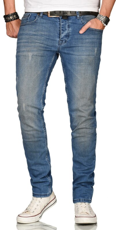 Alessandro Salvarini Herren Jeans Mittelblau Regular Slim O-082 W32 L30