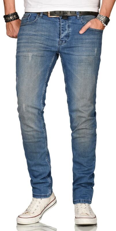 Alessandro Salvarini Herren Jeans Mittelblau Regular Slim O-082 W33 L36