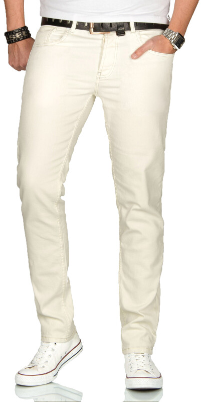 Alessandro Salvarini Herren Jeans Off White Regular Slim O-090 W36 L32