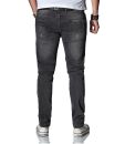 Alessandro Salvarini Herren Jeans Dunkelgrau Regular Slim O-035 W29 L30