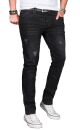 Alessandro Salvarini Herren Jeans Schwarz Regular Slim O-050