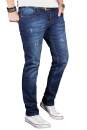Alessandro Salvarini Herren Jeans Blau Regular Slim O-051