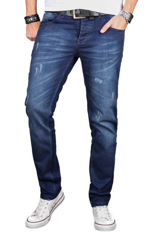 Alessandro Salvarini Herren Jeans Blau Regular Slim O-051 W30 L34