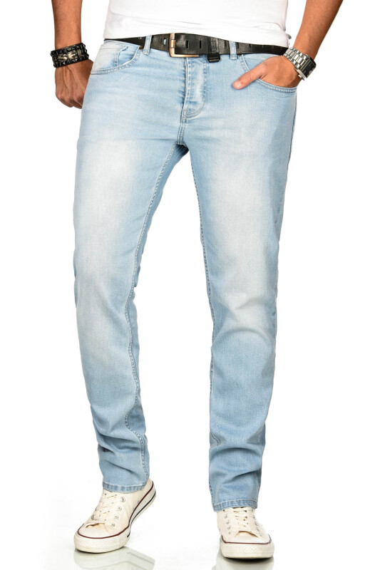 Alessandro Salvarini Herren Jeans Hellblau Regular Slim O-170 W30 L30