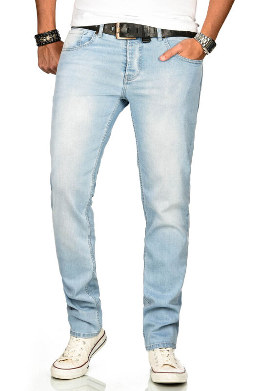 Alessandro Salvarini Herren Jeans Hellblau Regular Slim O-170 W30 L32