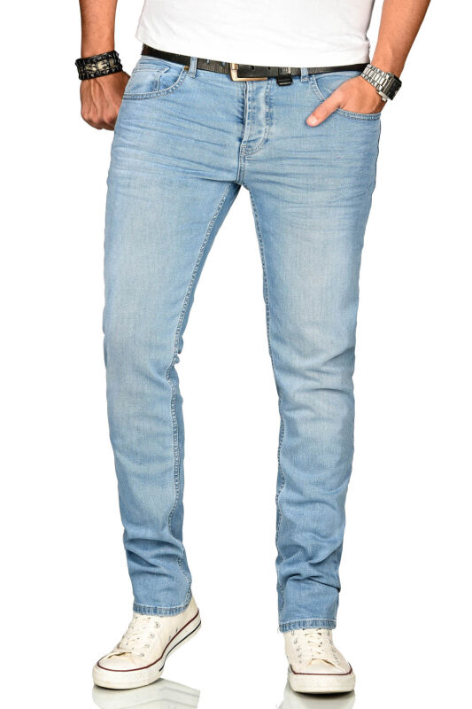 Alessandro Salvarini Herren Jeans Hellblau Regular Slim O-172 W31 L30