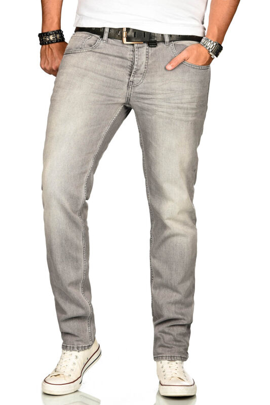 Alessandro Salvarini Herren Jeans Hellgrau Regular Slim O-174 W30 L30