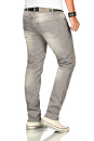Alessandro Salvarini Herren Jeans Hellgrau Regular Slim O-174 W34 L36