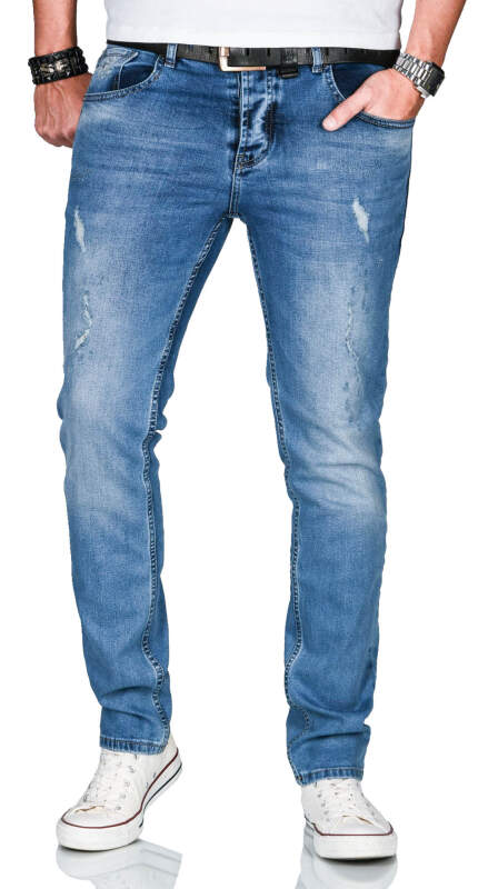 Alessandro Salvarini Herren Jeans Blau Regular Slim O-160 W34 L36