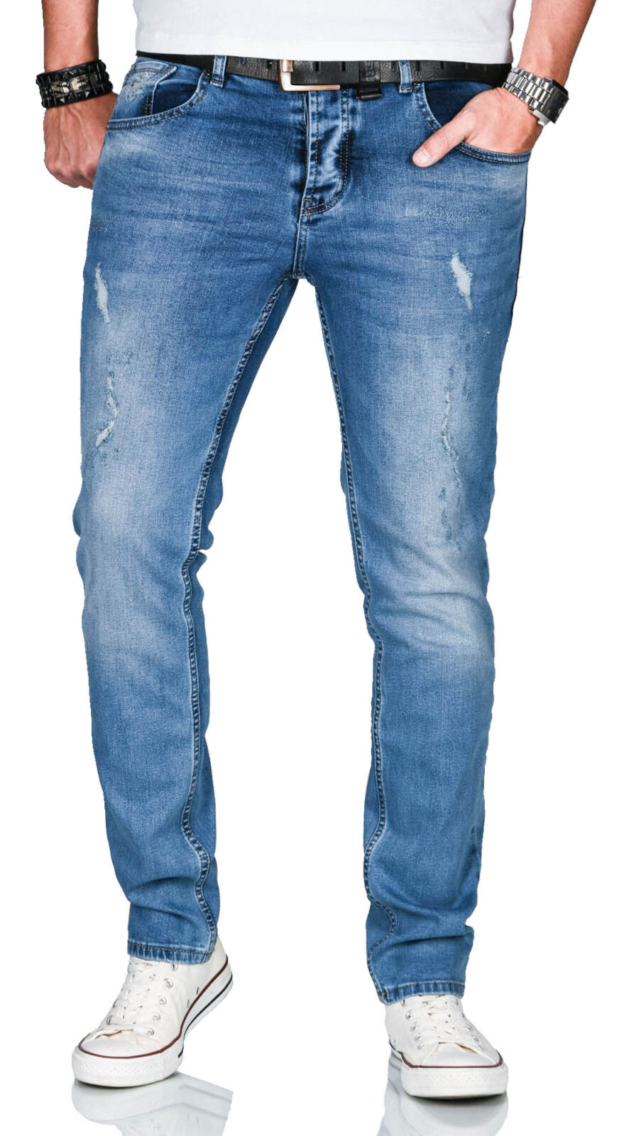 Alessandro Salvarini Herren Jeans Blau Regular Slim O-160 W36 L32 - G