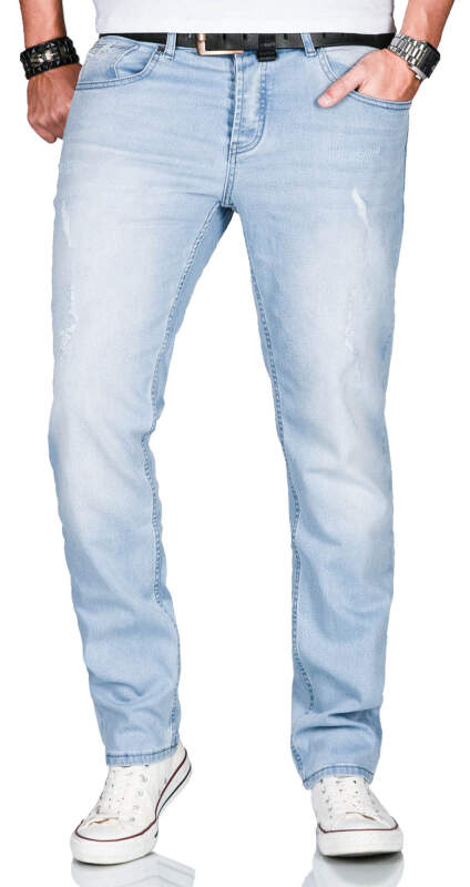 Alessandro Salvarini Herren Jeans Regular O-161 - Hellblau-W29-L32