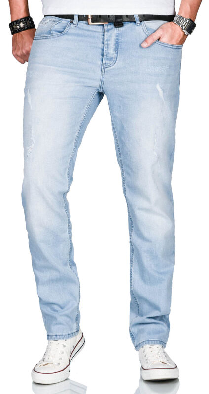 Alessandro Salvarini Herren Jeans Regular O-161 - Hellblau-W32-L32