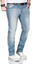 Alessandro Salvarini Herren Jeans Mittelblau Regular Slim O-162 W30 L30