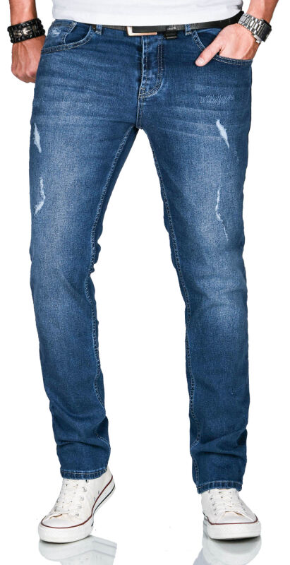 Alessandro Salvarini Herren Jeans Dunkelblau Regular Slim O-163 W31 L30