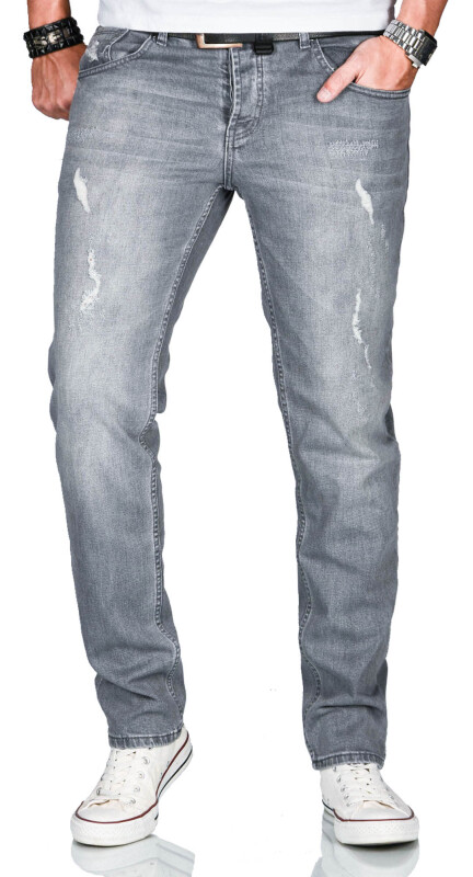 Alessandro Salvarini Herren Jeans Grau Regular Slim O-164 W38 L32
