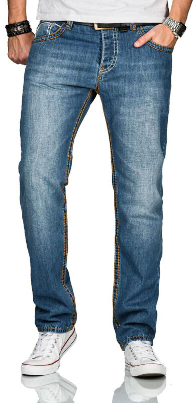 Alessandro Salvarini Herren Jeans Hellblau Comfort Fit O-221 W46 L36