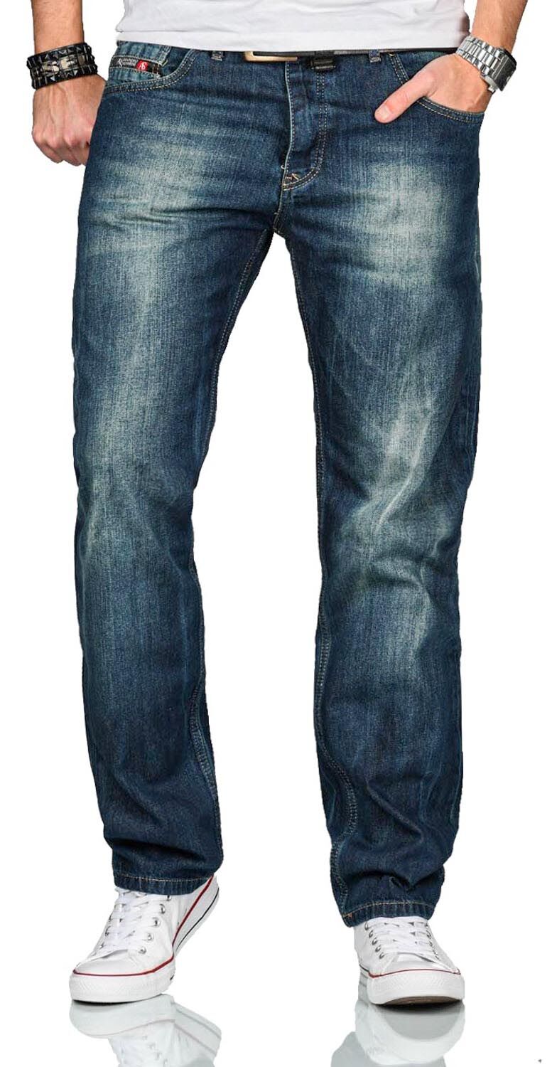 Jean Homme Alessandro Salvarini - Coupe Droite Comfort Fit - 100% Coton - Délavage Discret - Taille Normale