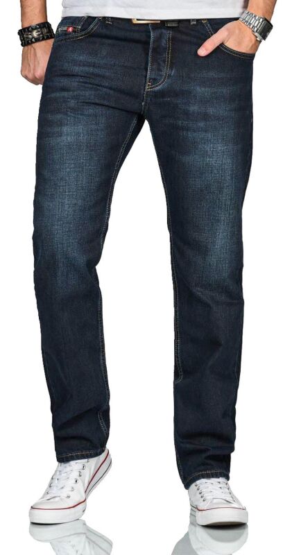 Alessandro Salvarini Herren Jeans Dunkelblau Comfort Fit O-252 W44 L30