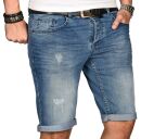 Alessandro Salvarini Herren Jeans Shorts Hellblau Slim Fit O100 W29