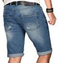 Alessandro Salvarini Herren Jeans Shorts Hellblau Slim Fit O100 W29