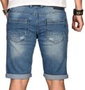 Alessandro Salvarini Herren Jeans Shorts Hellblau Slim Fit O100 W29