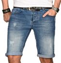 Alessandro Salvarini Herren Jeans Shorts Hellblau Slim Fit O100 W36