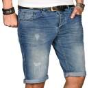 Alessandro Salvarini Herren Jeans Shorts Hellblau Slim Fit O100 W36
