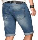 Alessandro Salvarini Herren Jeans Shorts Hellblau Slim Fit O100 W36