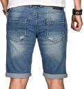 Alessandro Salvarini Herren Jeans Shorts Hellblau Slim Fit O100 W36