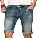 Alessandro Salvarini Herren Jeans Shorts Dunkelblau Slim...