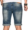 Alessandro Salvarini Herren Jeans Shorts Dunkelblau Slim Fit O101 W30