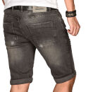 Alessandro Salvarini Herren Jeans Shorts Grau Slim Fit O102 W33