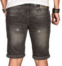 Alessandro Salvarini Herren Jeans Shorts Grau Slim Fit O102 W33