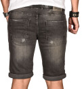 Alessandro Salvarini Herren Jeans Shorts Grau Slim Fit O102 W38