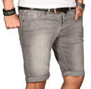 Alessandro Salvarini Herren Jeans Shorts Hellgrau Slim...