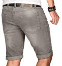 Alessandro Salvarini Herren Jeans Shorts Hellgrau Slim Fit O103 W31