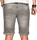 Alessandro Salvarini Herren Jeans Shorts Hellgrau Slim Fit O103 W34