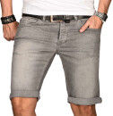 Alessandro Salvarini Herren Jeans Shorts Hellgrau Slim Fit O103 W38