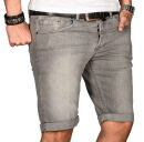 Alessandro Salvarini Herren Jeans Shorts Hellgrau Slim Fit O103 W38