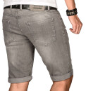 Alessandro Salvarini Herren Jeans Shorts Hellgrau Slim Fit O103 W38