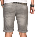 Alessandro Salvarini Herren Jeans Shorts Hellgrau Slim Fit O103 W38