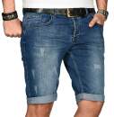 Alessandro Salvarini Herren Jeans Shorts Blau Slim Fit O104