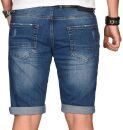 Alessandro Salvarini Herren Jeans Shorts Blau Slim Fit O104 W29