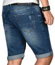 Alessandro Salvarini Herren Jeans Shorts Blau Slim Fit O104 W32