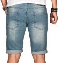 Alessandro Salvarini Herren Jeans Shorts Hellblau Slim Fit O105 W29